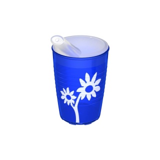 Kubek antypoślizgowy z powierzchnią na wzór kwiata + dedykowany ustnik (kryształowy szafir)