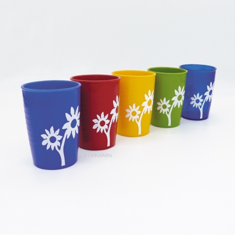 Kubek antypoślizgowy z powierzchnią na wzór kwiata + dedykowany ustnik (czerwień rubinu)