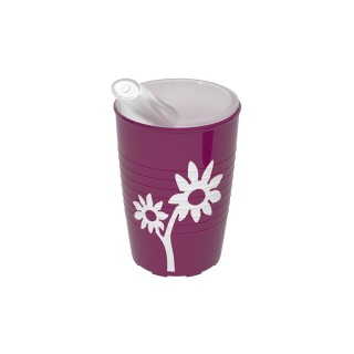 Kubek antypoślizgowy z powierzchnią na wzór kwiata + dedykowany ustnik (aksamitna purpura)