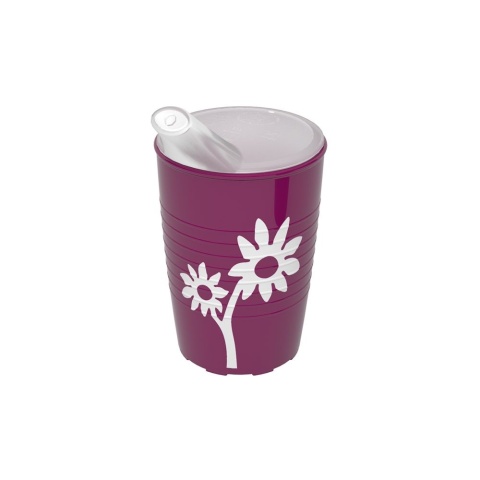 Kubek antypoślizgowy z powierzchnią na wzór kwiata + dedykowany ustnik (aksamitna purpura)