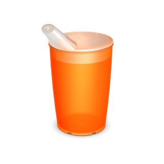 Lekki kubek z ukrytą miarką + dedykowany ustnik (pomarańczowy kryształ)