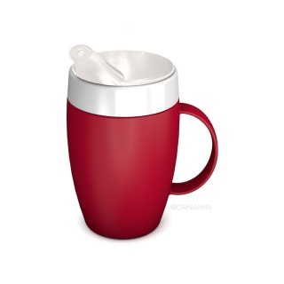 Termiczny kubek z wewnętrznym stożkiem + dedykowany ustnik (czerwień rubinu)
