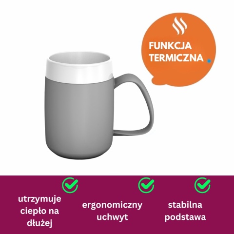 Kubek termiczny (podwójna ścianka) + dedykowany ustnik (grafitowy antracyt)