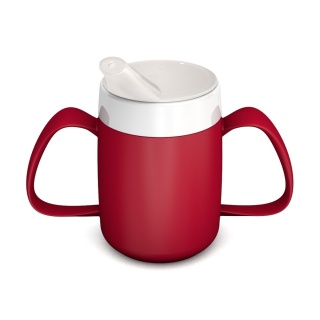 Kubek termiczny z dwoma uchwytami + dedykowany ustnik (czerwień rubinu)