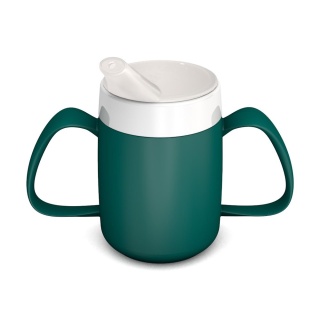 Kubek termiczny z dwoma uchwytami + dedykowany ustnik (butelkowa zieleń)