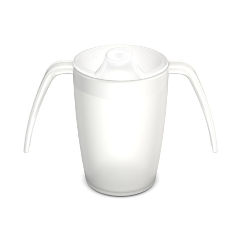 Lekki kubek asystujący z dwoma uchwytami + dedykowany ustnik (kryształowa biel)