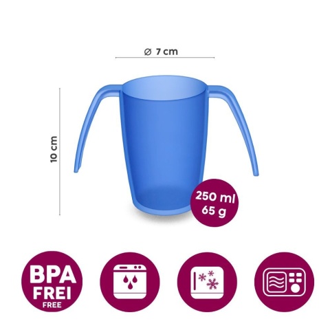 Lekki kubek asystujący z dwoma uchwytami + dedykowany ustnik (pomarańczowy kryształ)