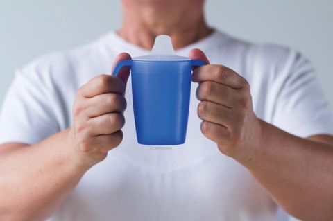 Lekki kubek asystujący z dwoma uchwytami + dedykowany ustnik (lodowy kryształ)