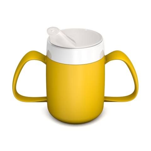 Kubek termiczny z dwoma uchwytami + dedykowany ustnik (słoneczny żółty)